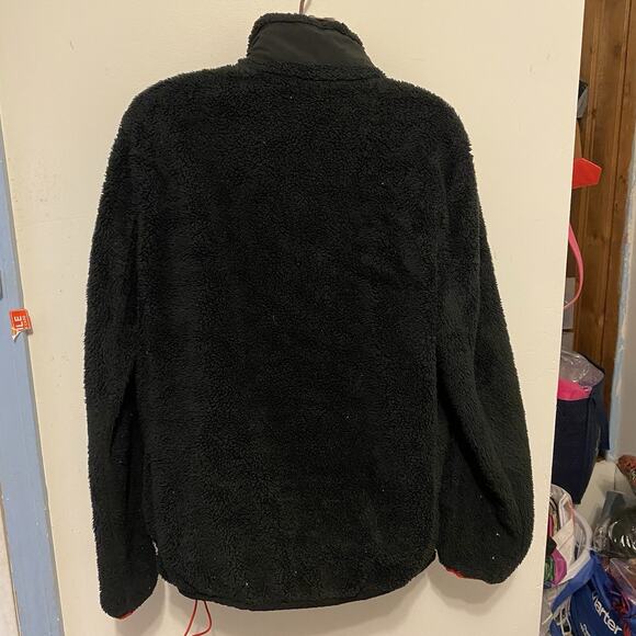 Michael Kors Jacket Men M Black Fleece Teddy Full Zip Mixed Media Elastic Waist - Picture 13 of 13